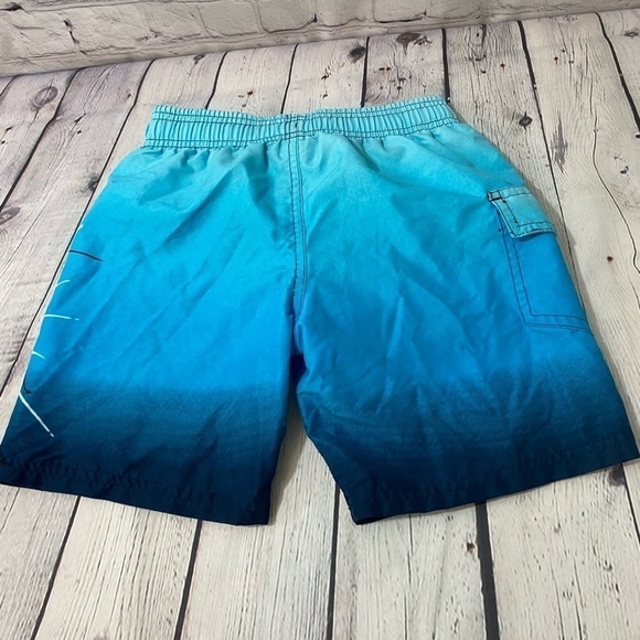 Sun Kidz Boys Size 4 Swim Shorts Blue Ombre With Cool Shark Graphic - Picture 6 of 6